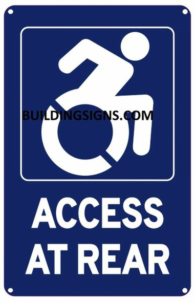 ADA-Access at Rear Sign -The Pour Tous Blue LINE -Tactile Signs   Braille sign