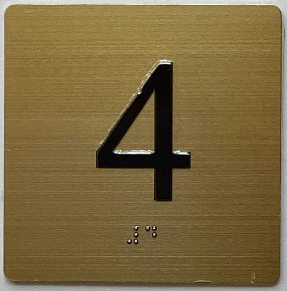 4TH FLOOR Elevator Jamb Plate sign With Braille and raised number-Elevator FLOOR 4 number sign  - The sensation line