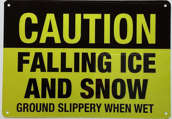 set of TWO  Falling Ice And Snow Ground Slippery When Wet Signage