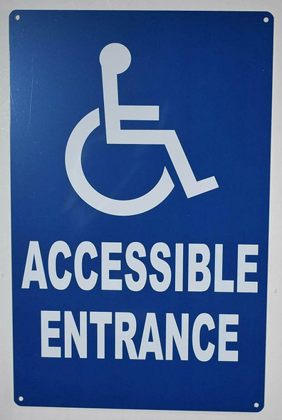Wheelchair Accessible Entrance SIGN -The Pour Tous Blue LINE -Tactile Signs  Ada sign