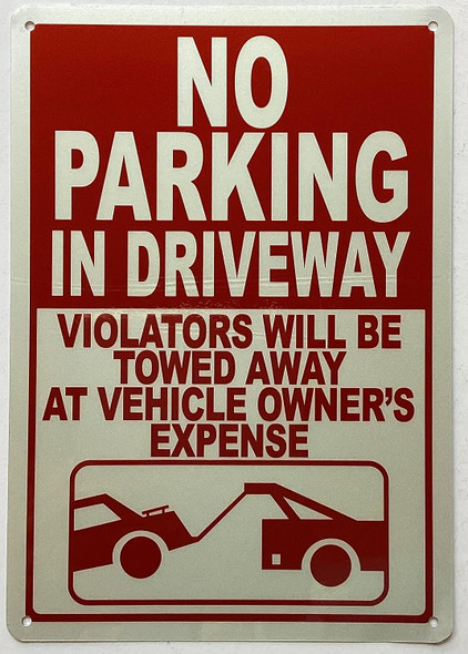 No parking in drivway with image SIGN