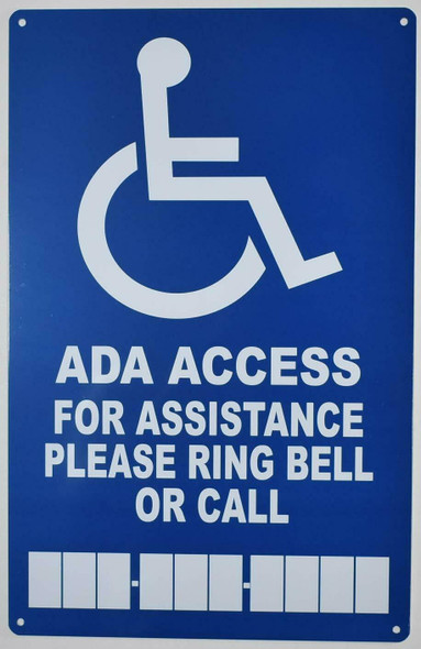 for Assistance Please Ring Bell OR Call SIGN -The Pour Tous Blue LINE -Tactile Signs  Ada sign