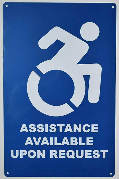 Assistance Available Upon Request SIGN -The Pour Tous Blue LINE -Tactile Signs  Ada sign