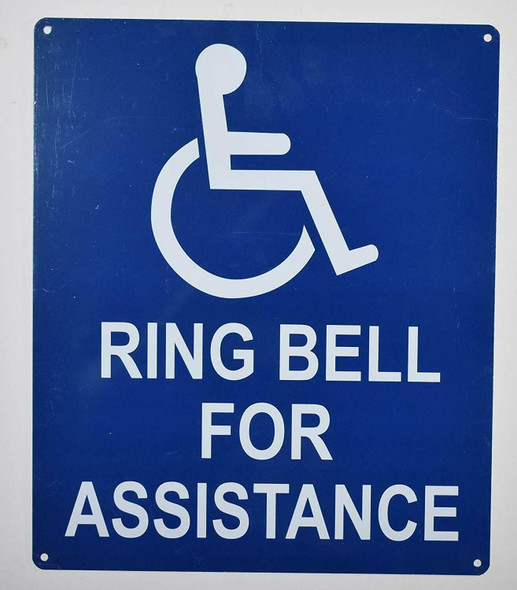 Ring Bell for Assistance ADA-Sign -The Pour Tous Blue LINE -Tactile Signs  Ada sign