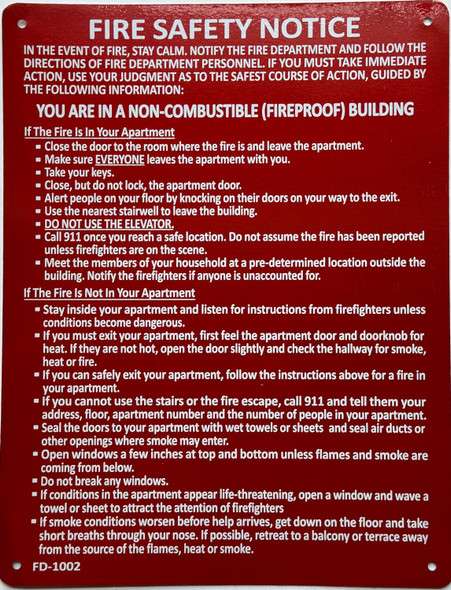 HPD NYC LOBBY FIRE SAFETY NOTICE FIRE PROOF BUILDING/FDNY LOOBY FIRE SAFETY NOTICE FIRE PROOF BUILDING