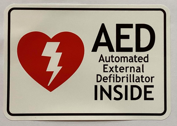 AED AUTOMATED EXTERNAL DEFIBRILLATOR INSIDE sticker decal Signage