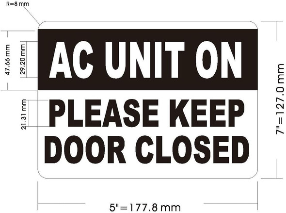 A/C UNIT ON PLEASE KEEP DOOR CLOSED Decal/STICKER Signage