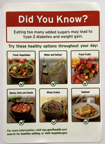 Signage  NYC RESTURANT  -Healthy Eating Information Poster