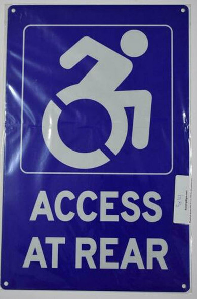 Access at Rear SIGN Tactile Signs -The Pour Tous Blue LINE  Braille sign