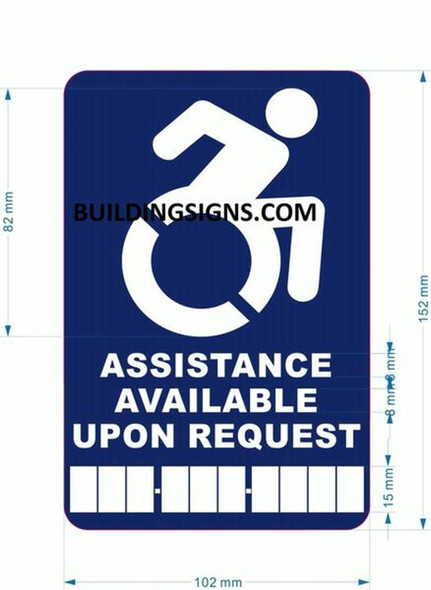 Assistance Available Upon Request Sign with Phone Number Tactile Signs -The Pour Tous Blue LINE  Braille sign