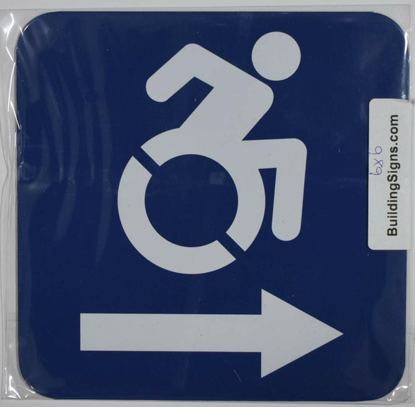 ADA-ACCESSIBLE Symbol Right Arrow SIGN -Tactile Signs  -The Pour Tous Blue LINE Ada sign