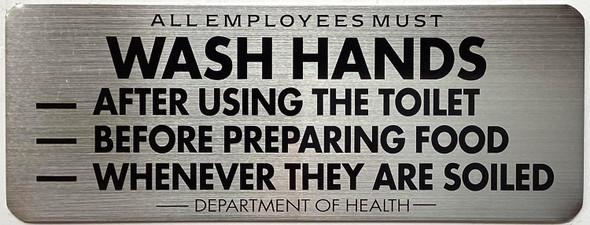 Signage   ALL EMPLOYEES MUST WASH HANDS DEPARTMENT OF HEALTH  - NYC RESTURANT