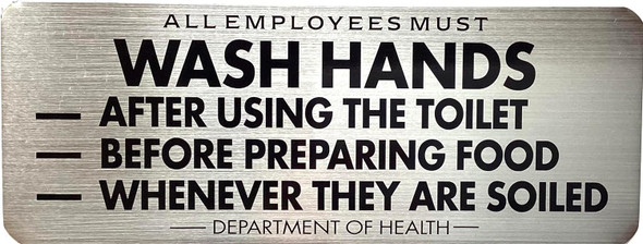 ALL EMPLOYEES MUST WASH HANDS DEPARTMENT OF HEALTH  - NYC RESTURANT