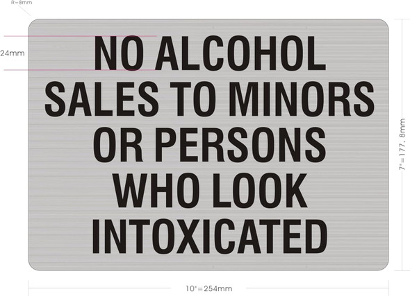 Signage  No Alcohol Sales to Minors or Persons Who Look Intoxicated - NYC resturant