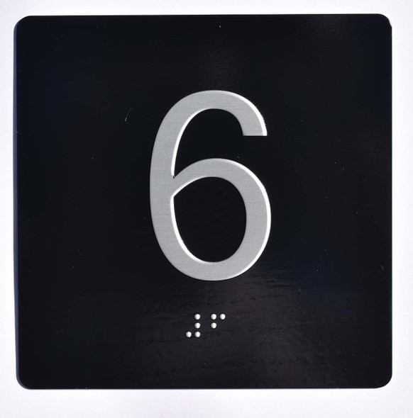 Elevator JAMB Plate with Braille - Elevator Floor Number Brush BLACK