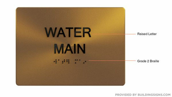 WATER MAIN Sign -Tactile Signs Tactile Signs    Braille sign