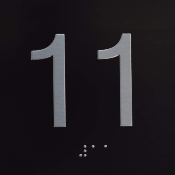 Elevator JAMB Plate with Braille - Elevator Floor Number BLACK