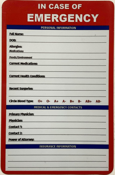 ICE Medical Card for Seniors - in Case of Emergency Fridge Magnet with Marker - Refrigerator Safety Important Phone Numbers Call List for First Responders