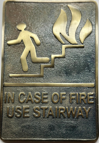 Signage  Cast Aluminium IN CASE OF FIRE USE STAIRWAY