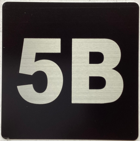 Apartment number 5B sign