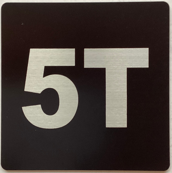 Apartment number 5T sign