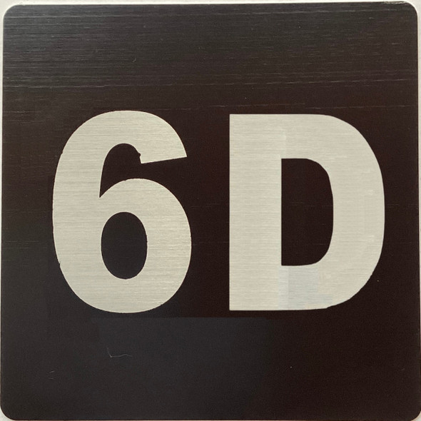 Apartment number 6D sign