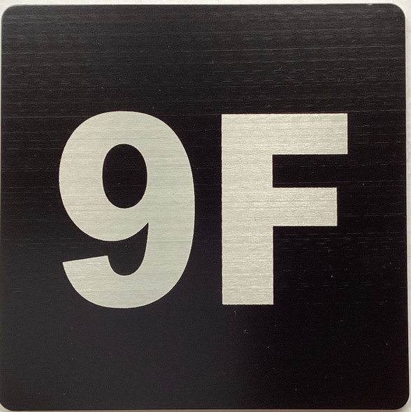 Apartment number 9F sign