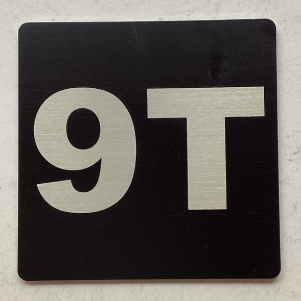 Apartment number 9T sign