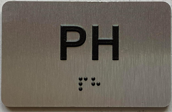 Sign Apartment number PH  - Unit number PH  / Suite PH  comes with Raised letters & Grade 2 Braille - Includes Red Adhesive pad for Easy Installation - The park Ave Line