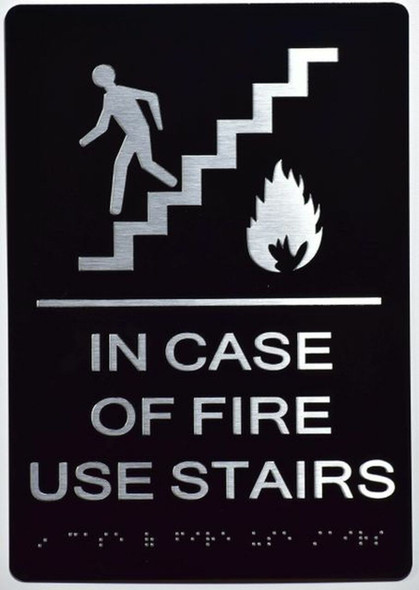 In Case of Fire Use Stairs - DO NOT Use this Elevator SIGN -The Sensation line -Tactile Signs  Braille sign