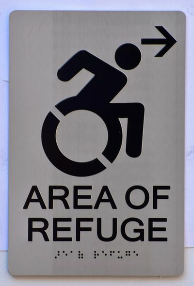 AREA OF REFUGE RIGHT SIGNTactile Signs    Braille sign