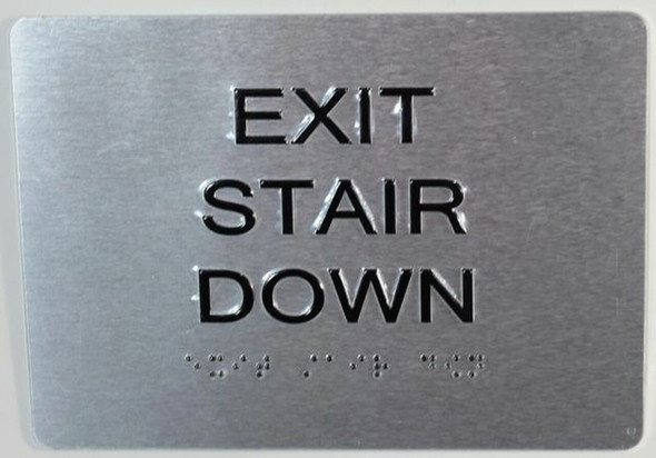 EXIT STAIR DOWN SIGN  Tactile Signs  Ada sign