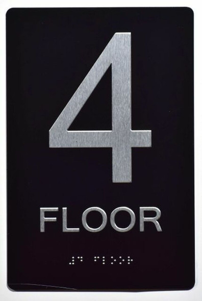 4th FLOOR SIGN ADA -Tactile Signs    Braille sign