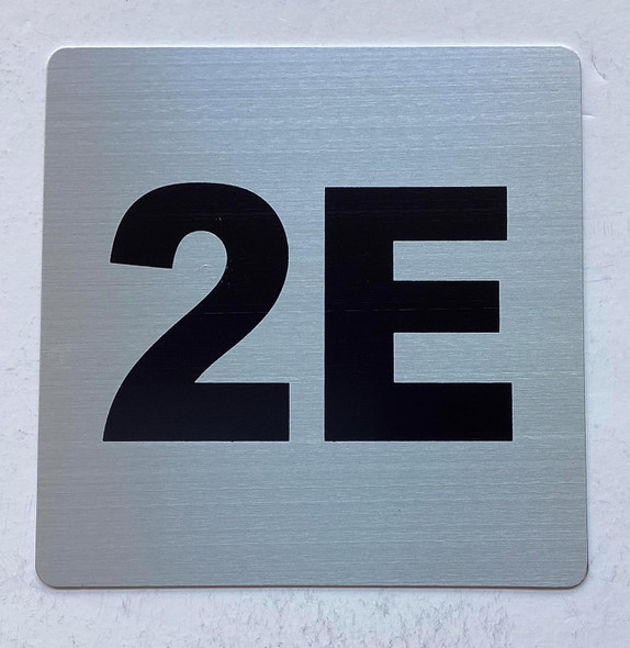Sign Apartment number 2E  - UNIT NUMBER 2E  (SILVER, DOUBLE SIDED TAPE) -Broadway Line