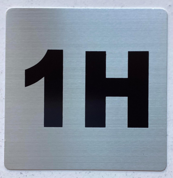 Sign Apartment number 1H  - UNIT NUMBER 1H  (SILVER, DOUBLE SIDED TAPE) -Broadway Line