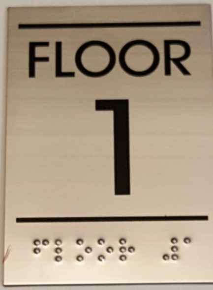 FLOOR NUMBER ONE (1) Sign -Tactile Signs    Braille sign