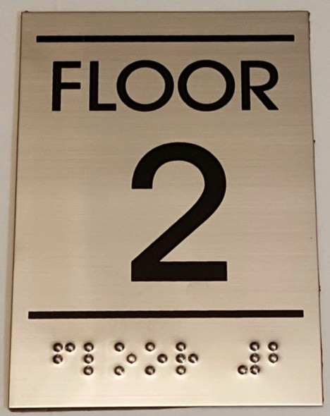 FLOOR NUMBER TWO (2) Sign -Tactile Signs   Ada sign