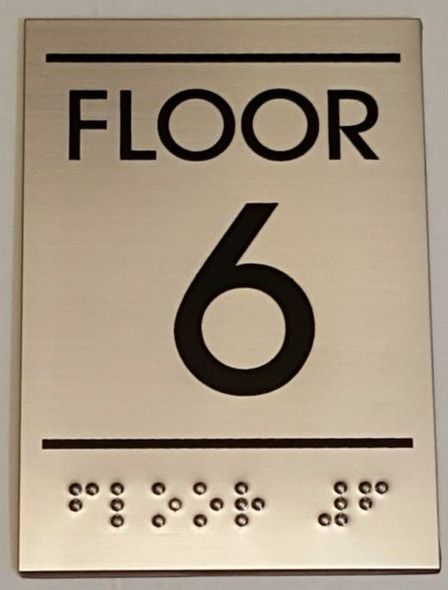 FLOOR NUMBER SIX (6) Sign -Tactile Signs   Ada sign