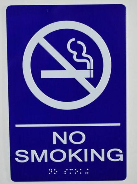 NO SMOKING Sign -Tactile Signs Tactile Signs  BLUE- BRAILLE  Ada sign