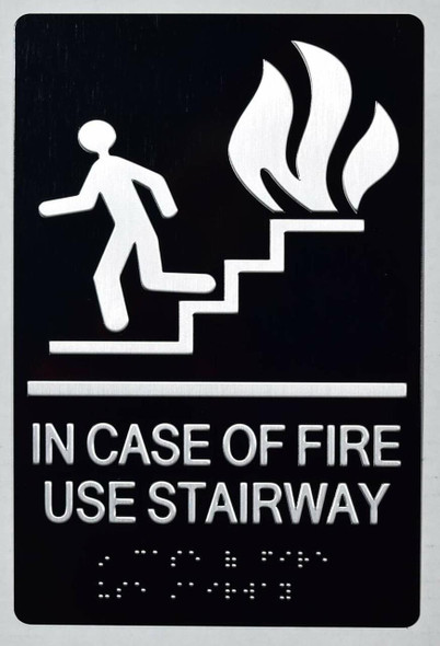 In CASE of FIRE USE Stairway-The Sensation line -Tactile Signs Ada sign