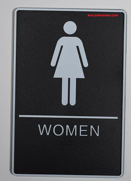 ADA Men & Women Restroom Sign with Tactile Graphic - Tactile Signs  The Standard ADA line  Braille sign
