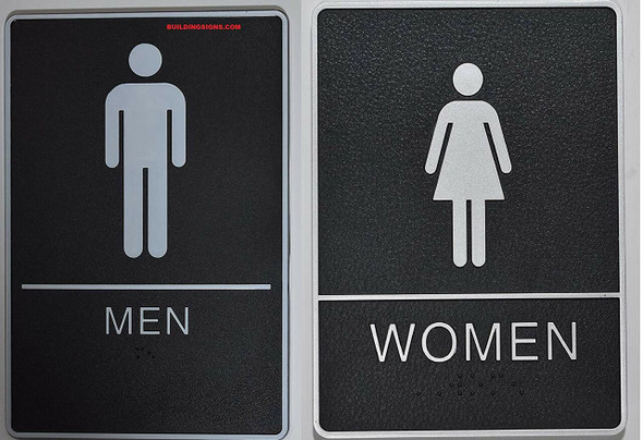 ADA Men & Women Restroom Sign with Tactile Graphic - Tactile Signs  The Standard ADA line Ada sign