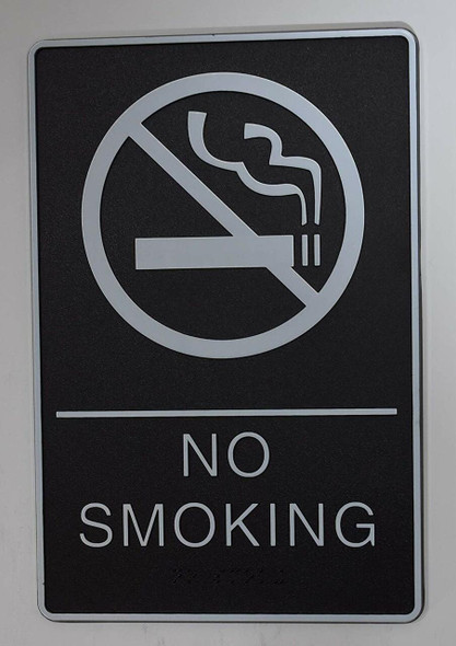 ADA NO Smoking Sign with Braille and Double Sided Tap -Tactile Signs  The Standard ADA line Ada sign