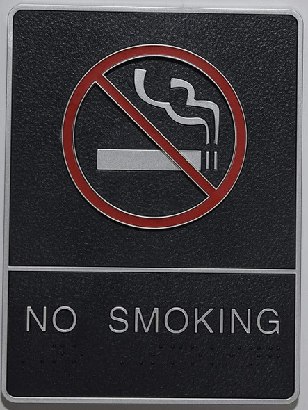 ADA NO Smoking Sign with Braille and Double Sided Tap -Tactile Signs  The Leather Sheffield ADA line Ada sign