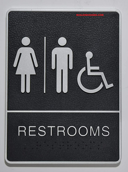 ADA Wheelchair Accessible Restroom Sign with Tactile Graphic -Tactile Signs  The Leather Sheffield line Ada sign