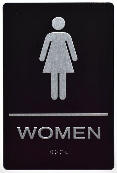 ADA Women Restroom Sign with Braille and Double Sided Tap -Tactile Signs  The Leather Sheffield ADA line Ada sign
