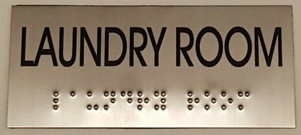 LAUNDRY ROOM Sign -Tactile Signs  BRAILLE-STAINLESS STEEL( Heavy Duty-Commercial Use ) Ada sign