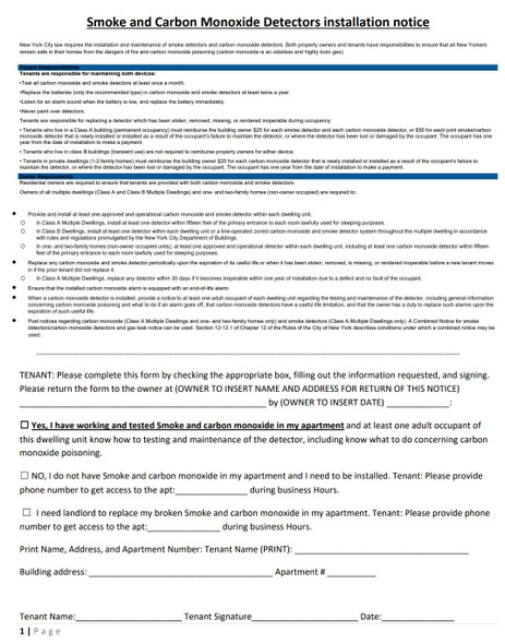 Smoke and Carbon monoxide detector installation notice (pdf file)