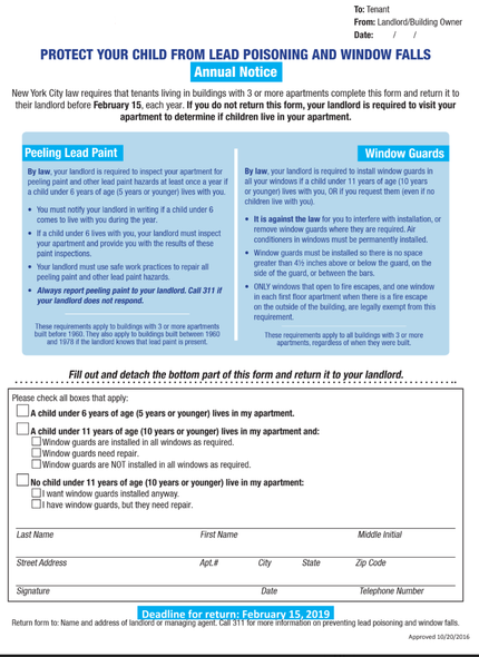 Windows guard and lead paint notice 2019 English/ Spanish (pdf file)