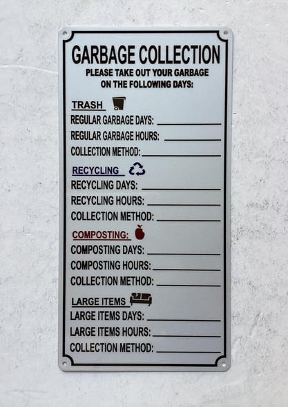 NYC NYC HPD LANDLOARD GARBAGE COLLECTION SIGN